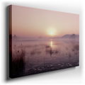 Mystical Sunrise Over Tranquil Lake Canvas Wall Art