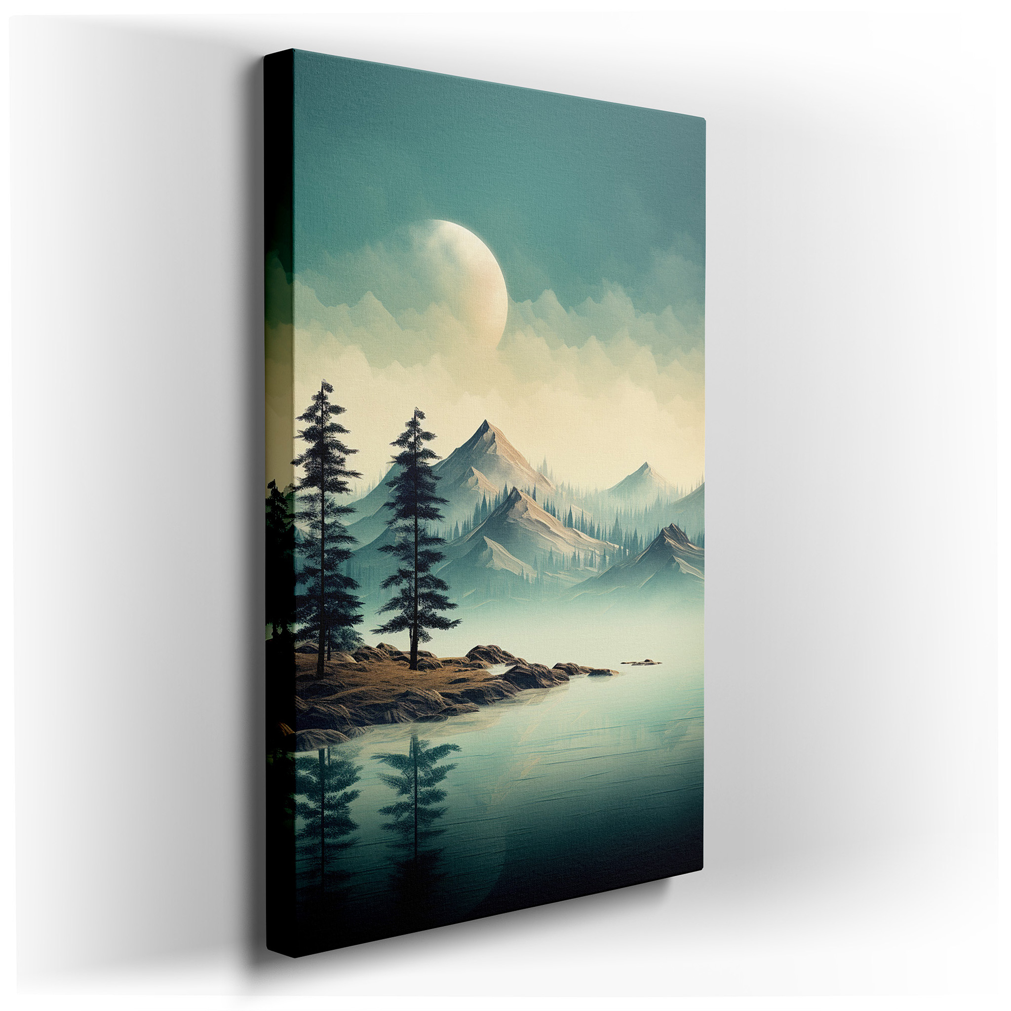 Mystical Twilight Majesty on Ethereal Mountain Large Canvas Wall Art for Office, Bedroom, and Living Room Decor wrapped