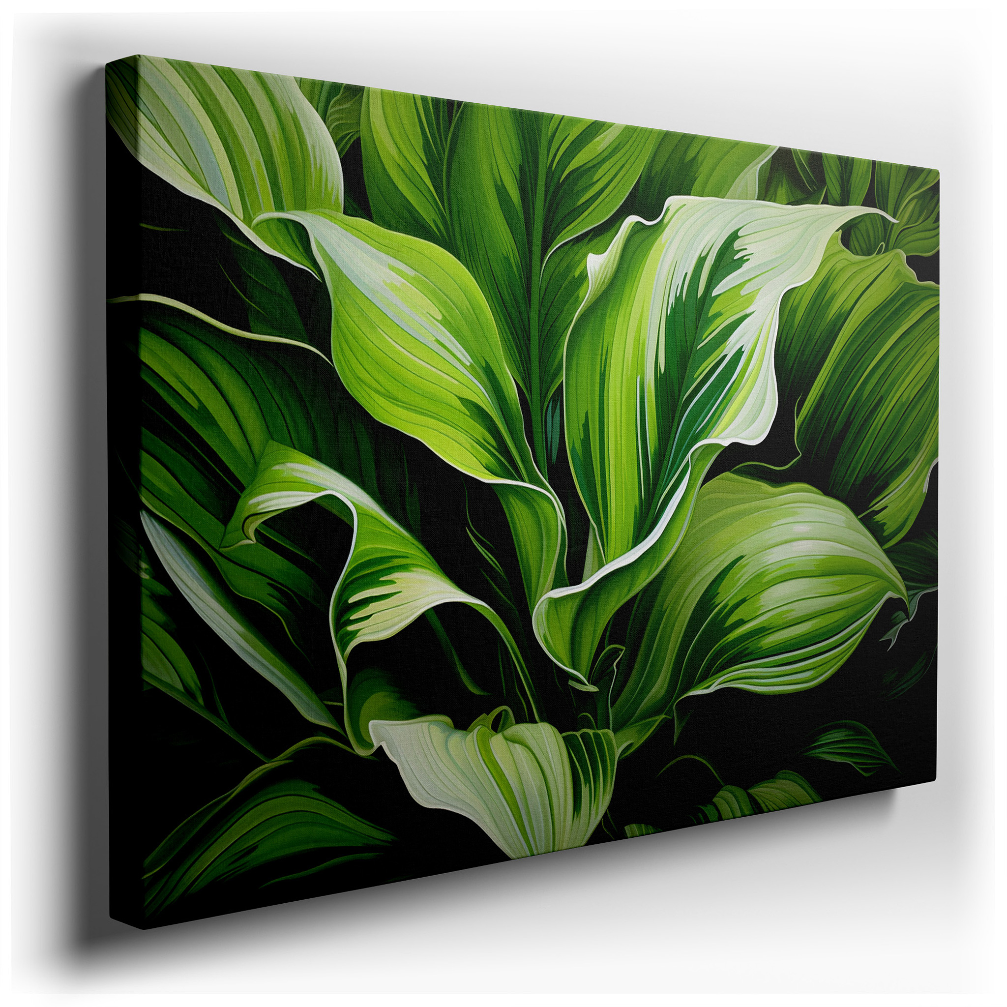 Nature's Palette: Vibrant Greens and Detailed Textures in Large Canvas Wall Art for Home and Office Decor wrapped