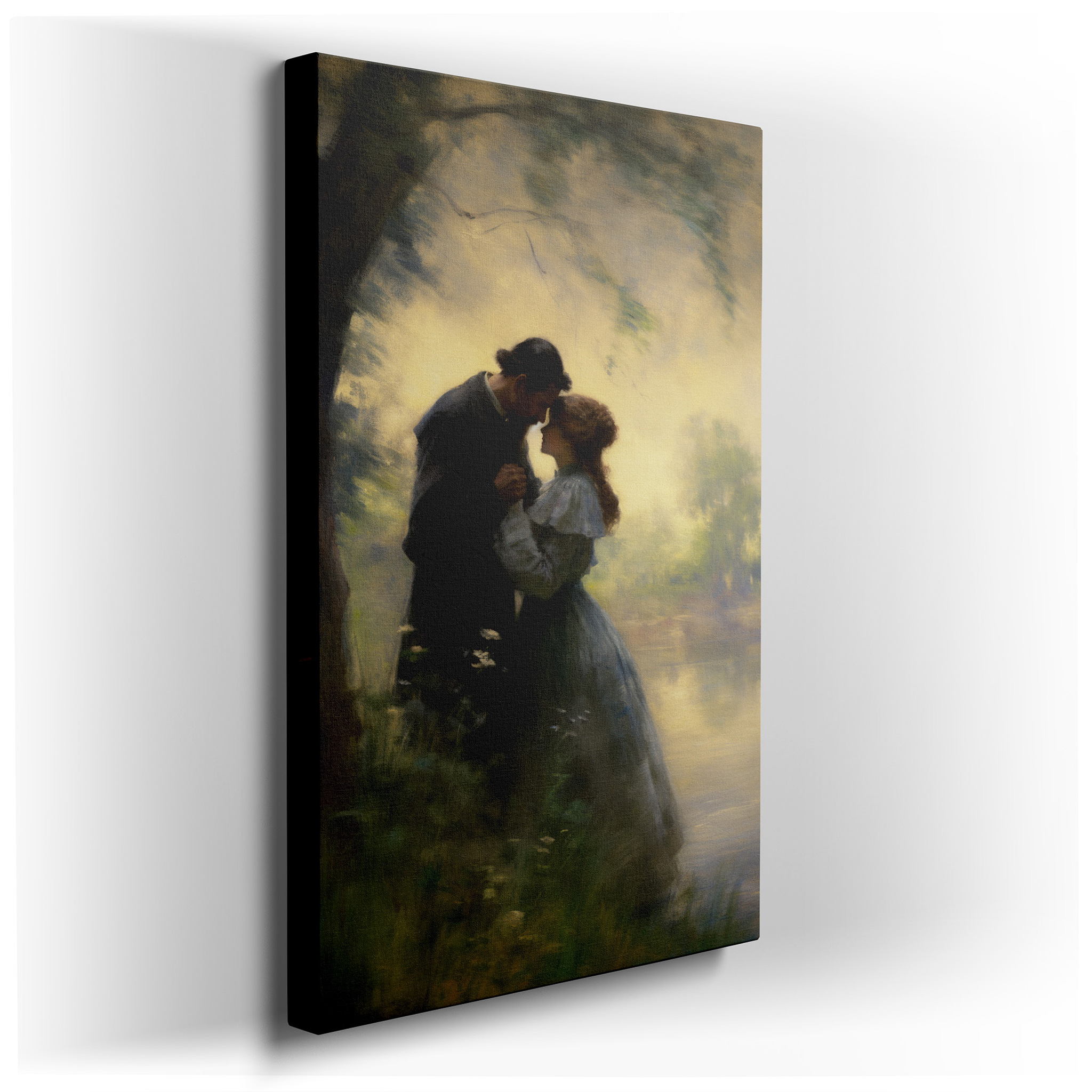 Nature's Serene Embrace: Love - Themed Large Wall Art for Bedrooms, Living Rooms, and Offices wrapped canvas - main