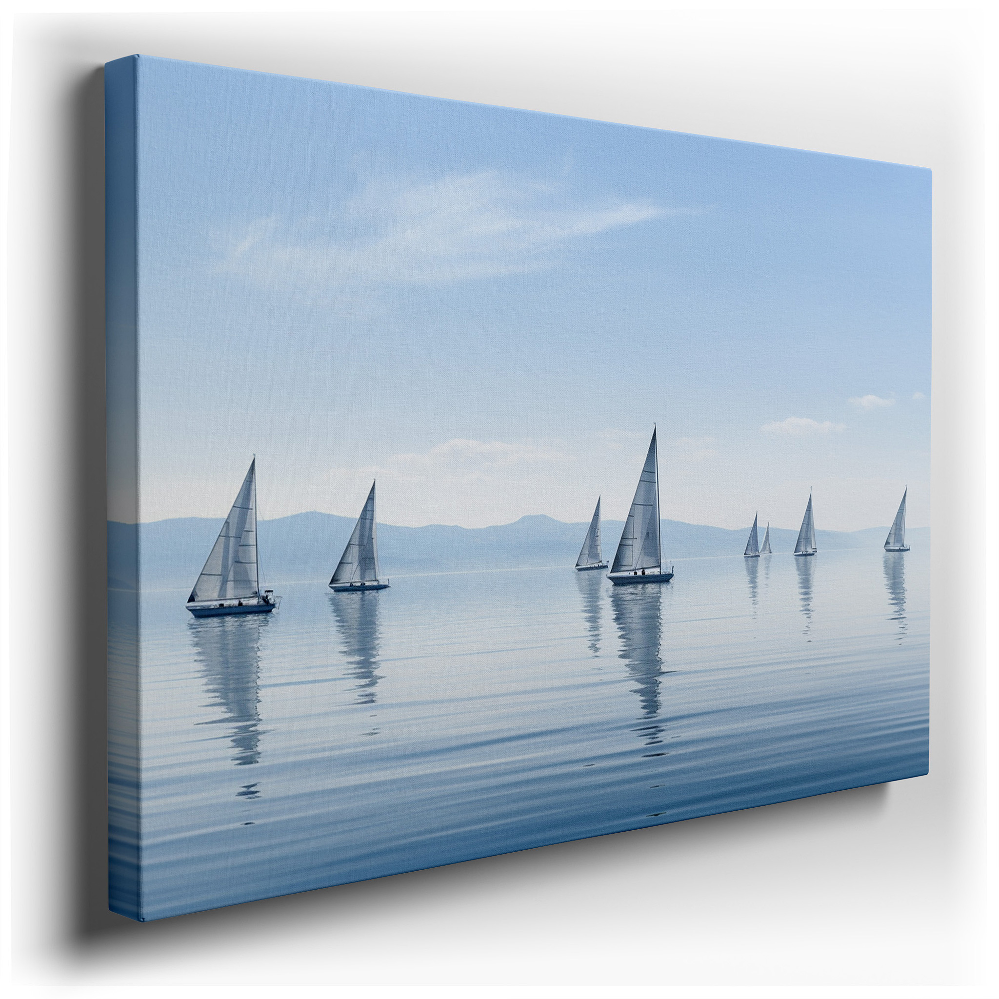 Nautical Wall Art: Serene Sailboat Scene Under a Vast Blue Sky - Large Canvas Art for Office and Bedroom Decor wrapped