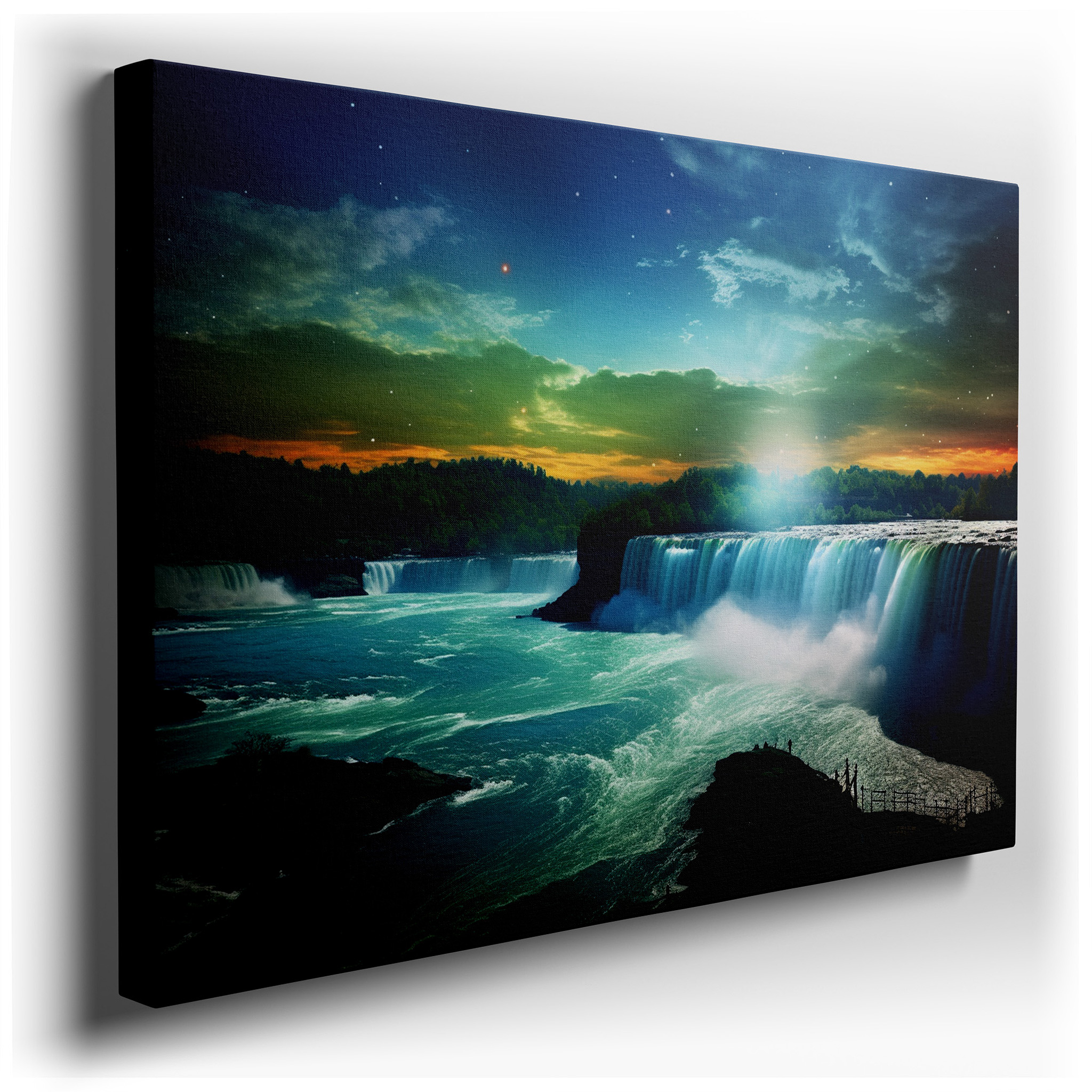 Niagara Falls at Dawn: A Stunning Exhibition of Waterfalls and Radiant Skies - Large Canvas Wall Art for Home and