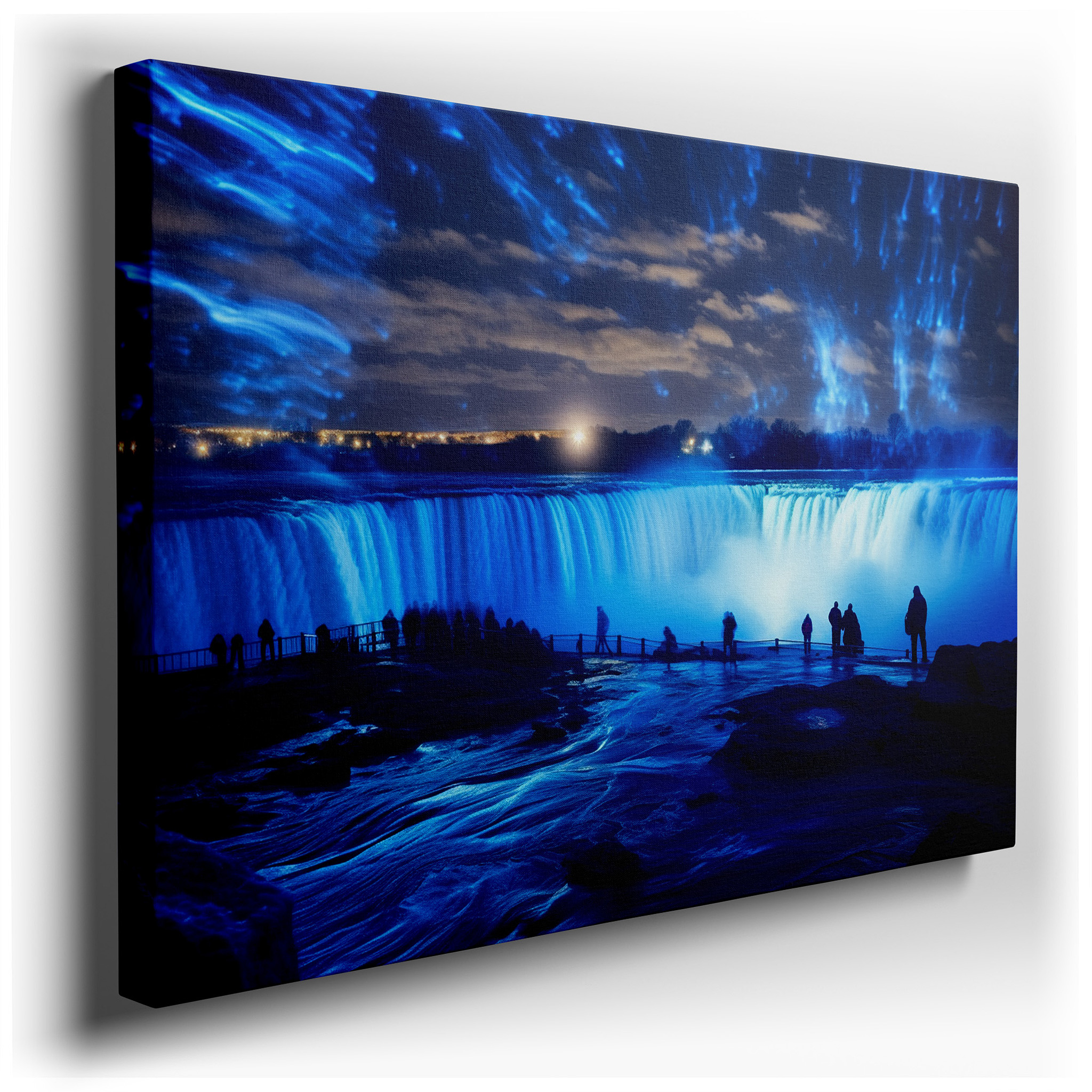 Niagara Falls Enchanted Evening: Magical Light and Water Display - Large Canvas Wall Art for Home and Office Decor