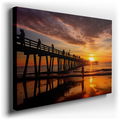 Ocean Pier Sunset Serenity - Tranquil Coastal Canvas Wall Art