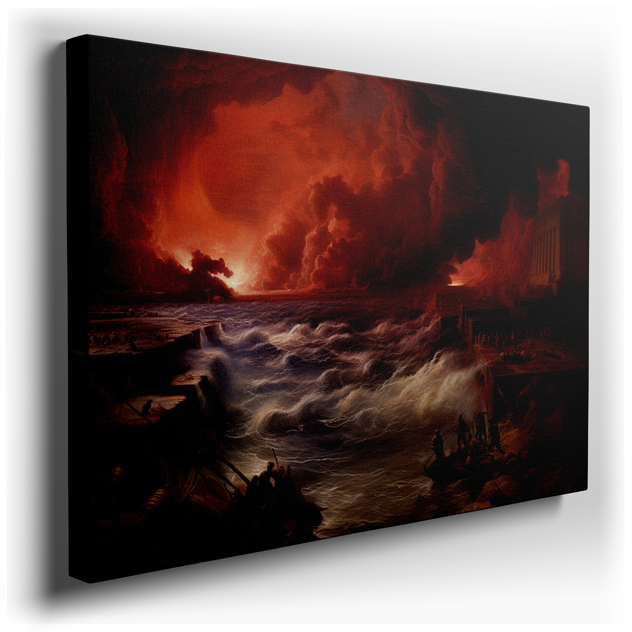 Ocean's Fury and Fire's Blaze Elemental Clash: Ancient Ruins Large Wall Art, Canvas Wall Art, Wall Decor for Office and