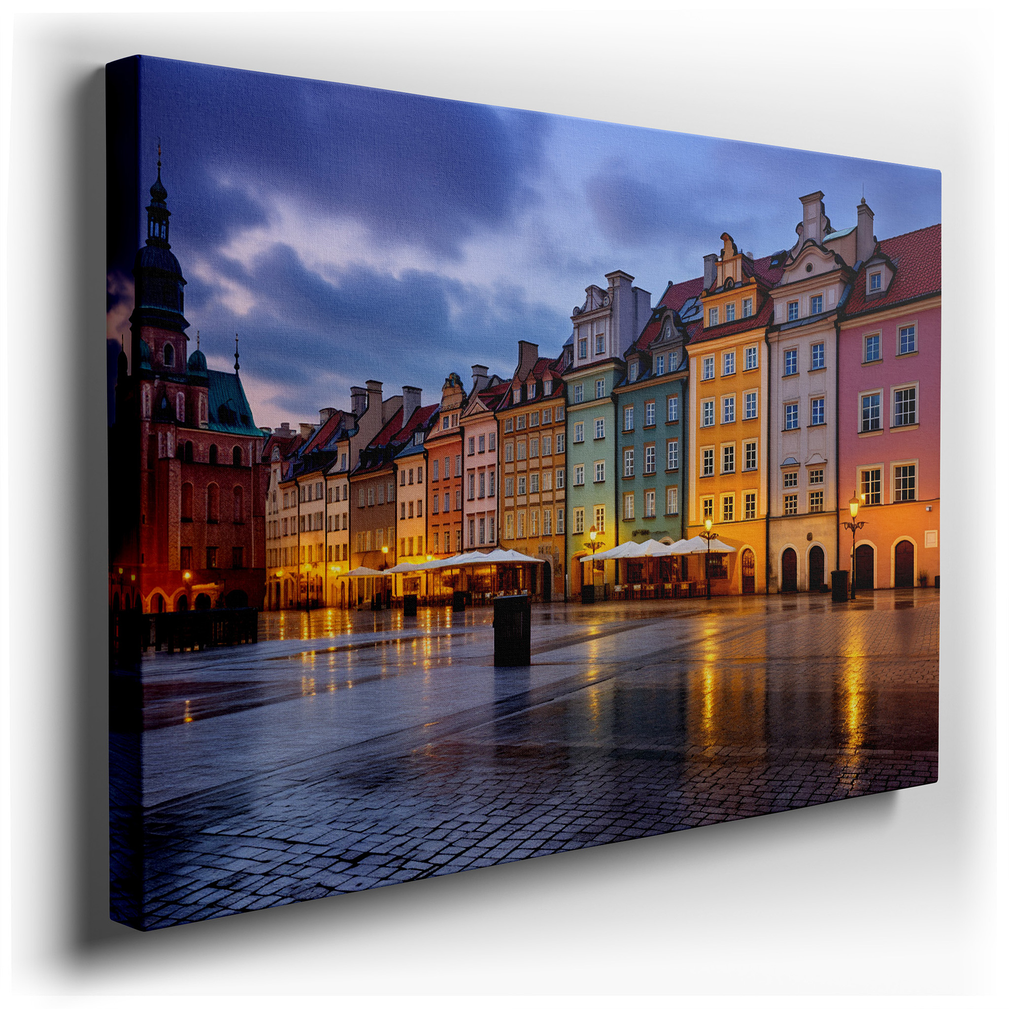 Old Town Square at Dusk: A Captivating Fusion of Historic Charm and City Life - Large Wall Art, Canvas Wall Art, Wall