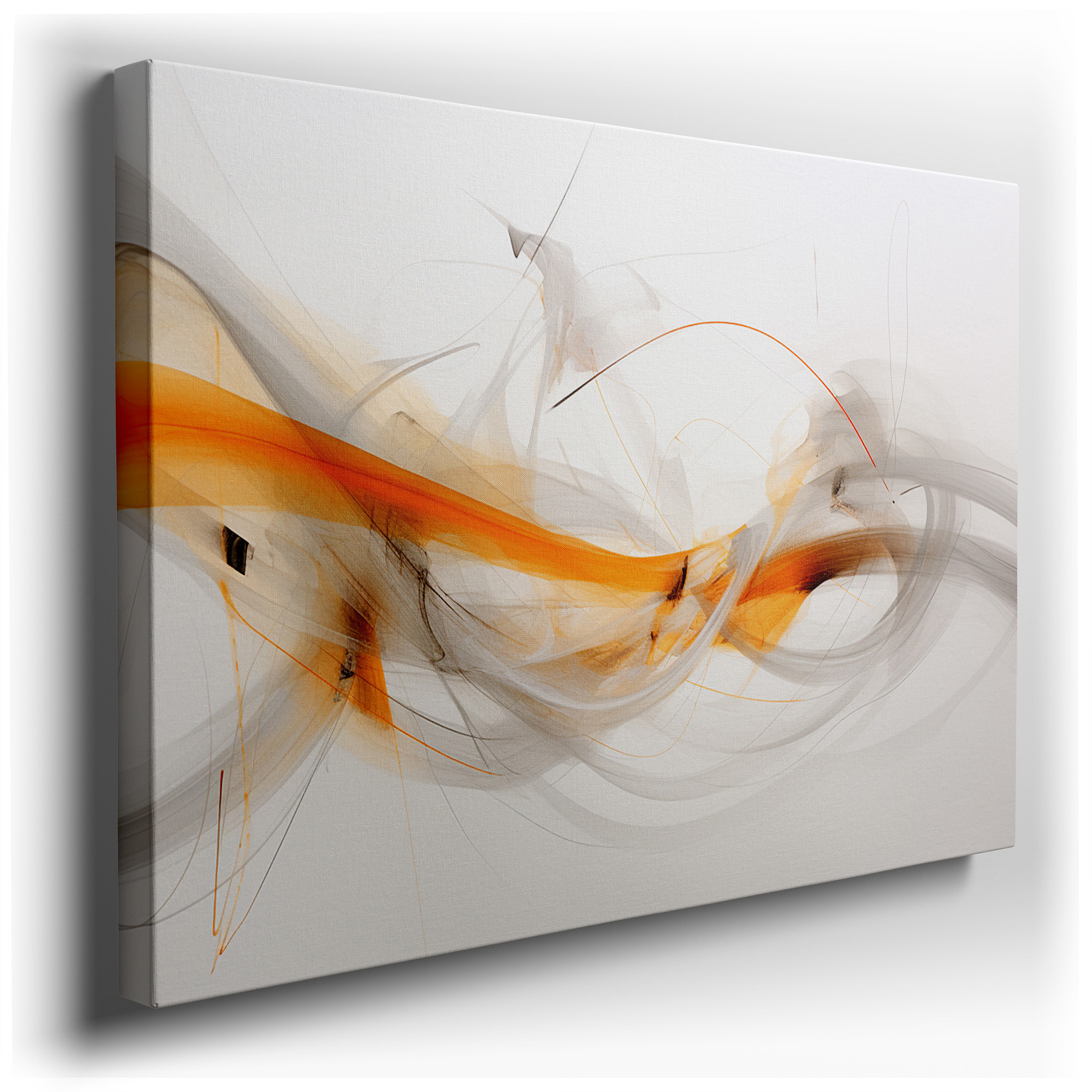 Orange and Gray Dance: Harmonious Abstract Expression, Large Canvas Wall Art for Office, Bedroom, and Living Room Decor