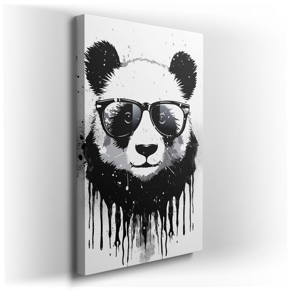 Panda in Sunglasses - Vibrant Ink Splashes Canvas Wall Art