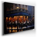 Parisian Bistro Ambiance - Expressive Realism Canvas Wall Art