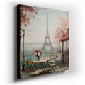 Parisian Elegance - Floral Balcony & Eiffel Tower Canvas Wall Art