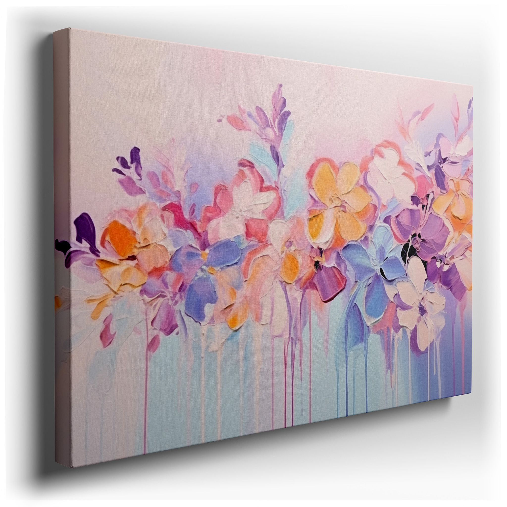 Pastel Floral Symphony: Tranquil and Dreamy Large Wall Art for Serene Spaces - Ideal for Office and Bedroom Decor