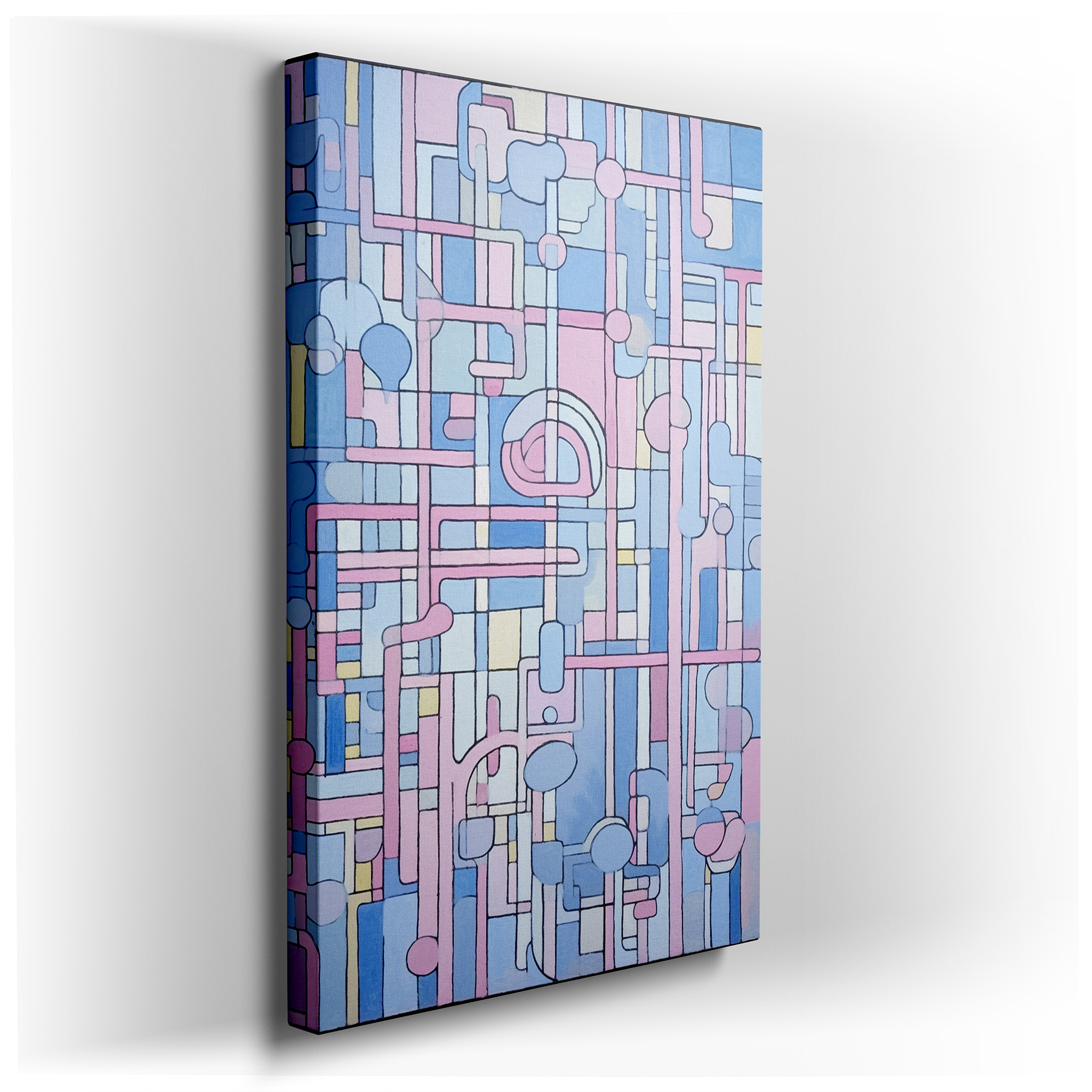 Pastel Geometric Harmony: Tranquil Large Wall Art for Bedrooms and Offices, Including Canvas and Decor Options wrapped