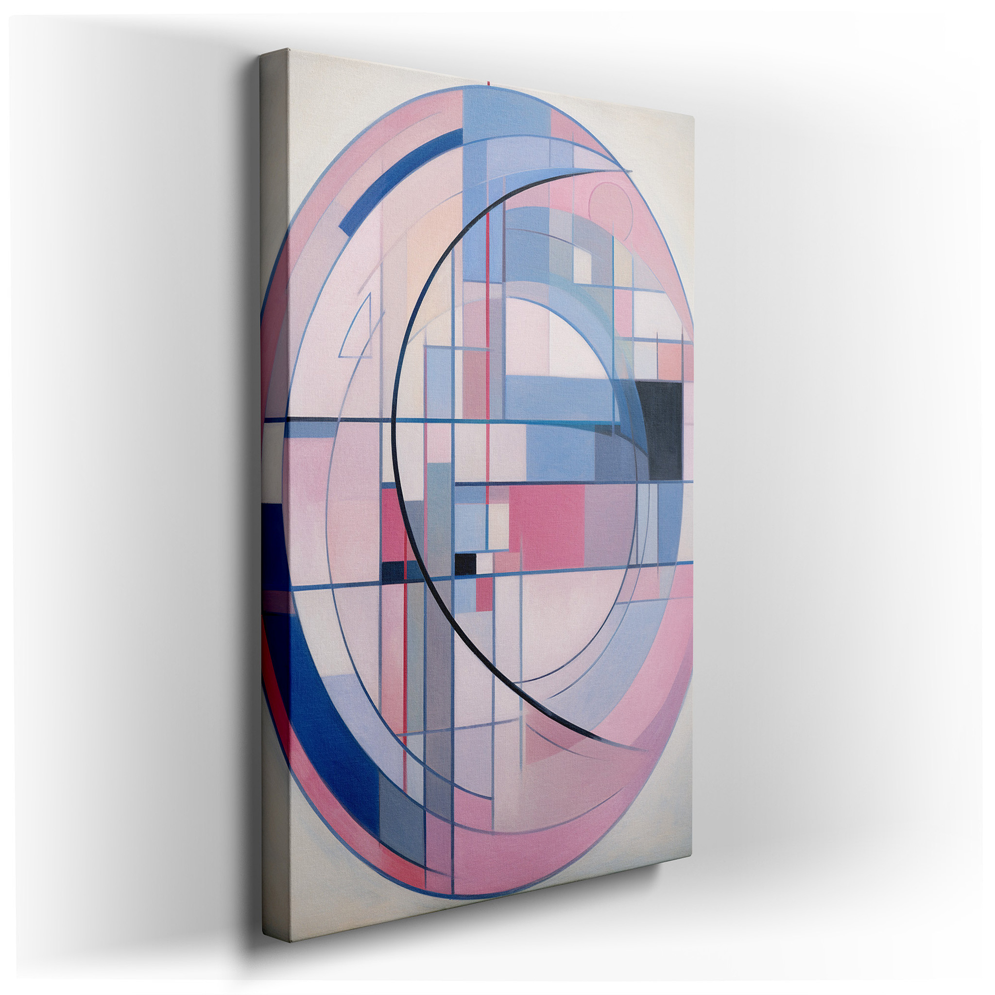 Pastel Hues and Fluid Lines: Serene Geometric Dance Large Canvas Wall Art for Office, Bedroom, and Living Room Decor