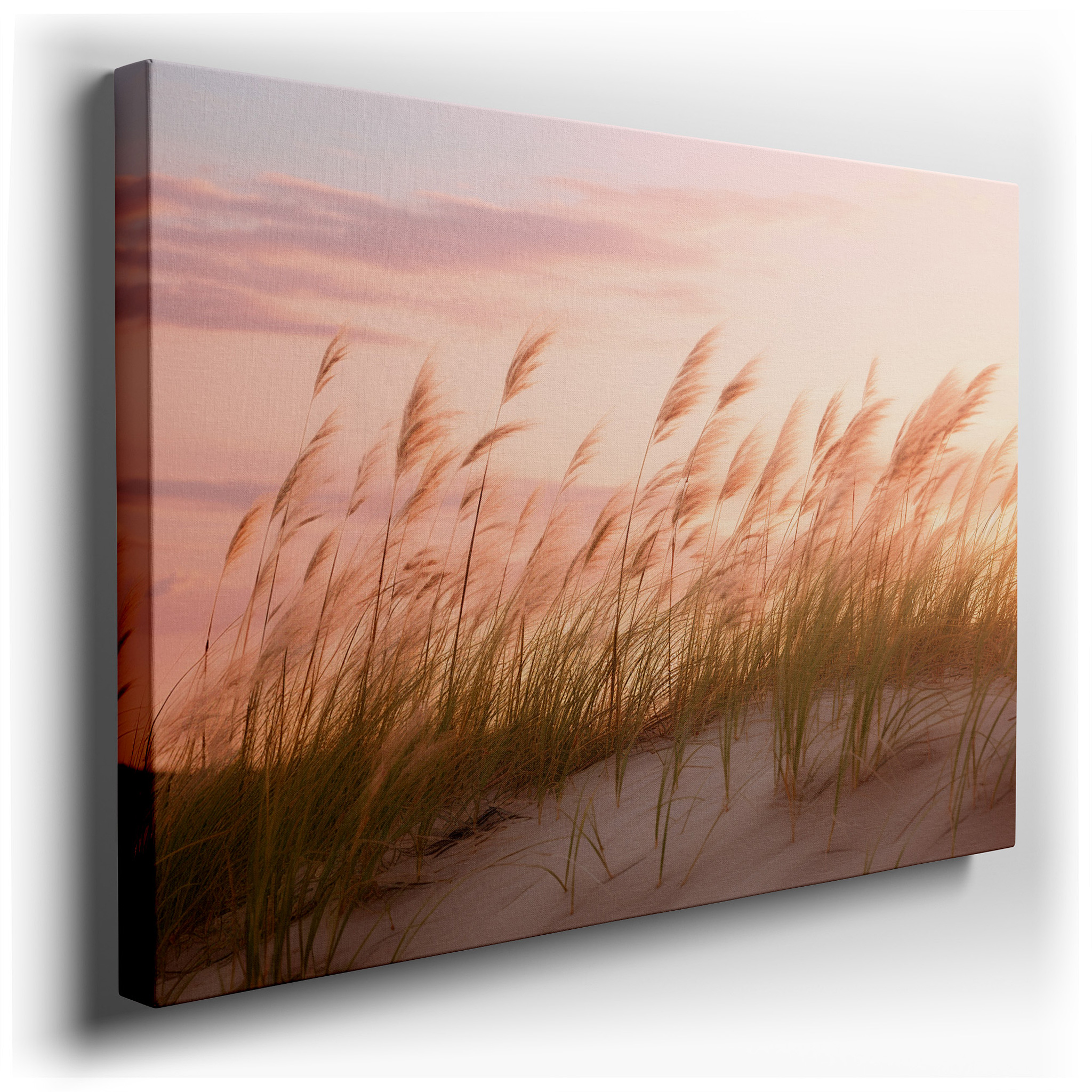Pastel Serenity and Dancing Dune Grass Large Canvas Wall Art for Office, Bedroom, and Living Room Decor wrapped canvas