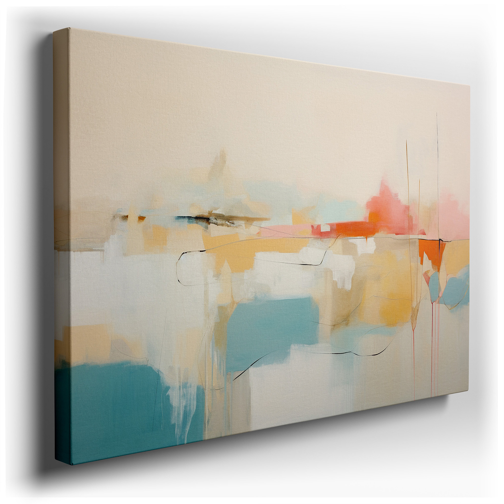 Pastel Symphony: Serene Large Wall Art for Tranquil Spaces - Perfect for Office and Bedroom Decor wrapped canvas - main