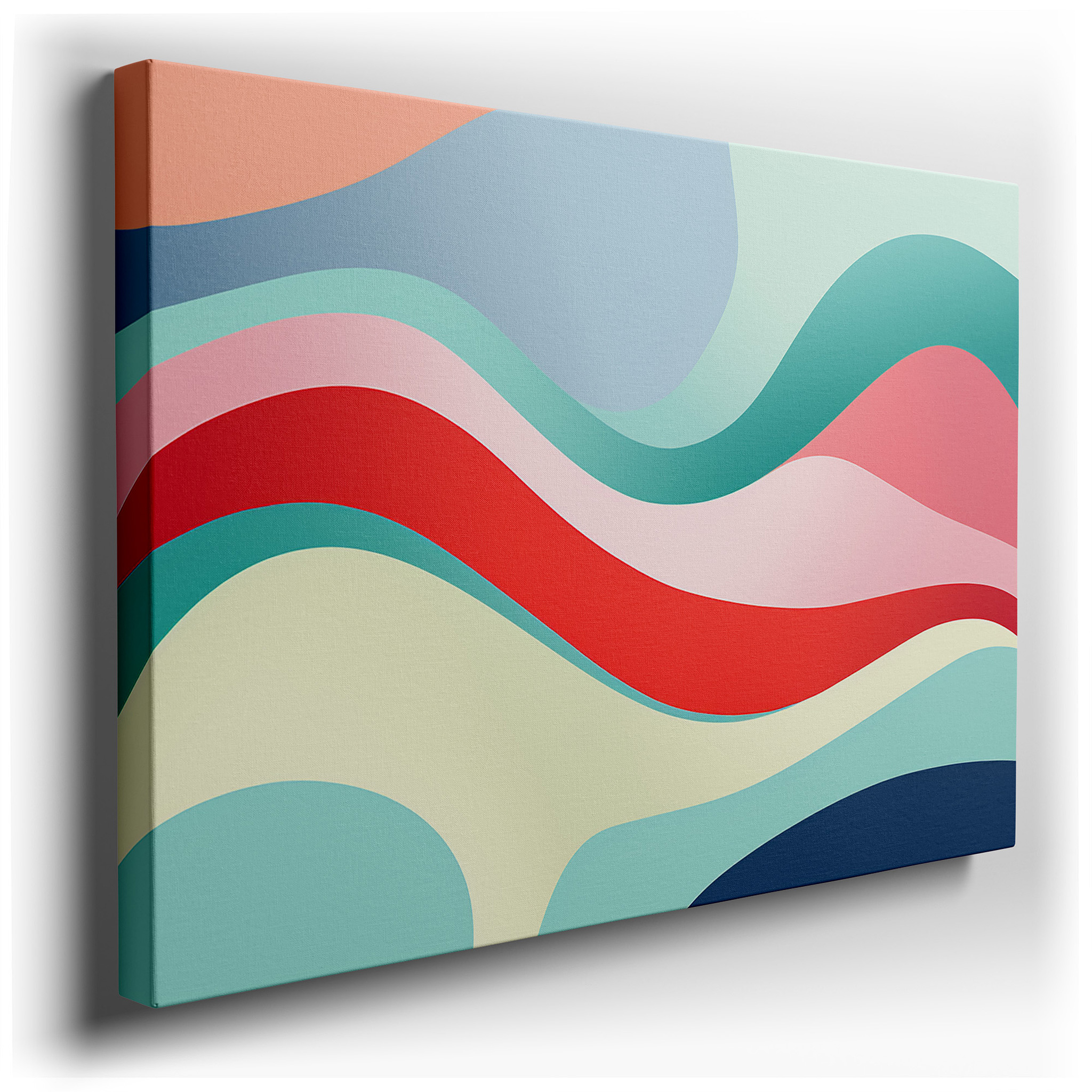 Pastel - Toned Serene Waves for Modern Decor: Oversized Canvas Wall Art for Offices, Bedrooms, and Living Rooms wrapped
