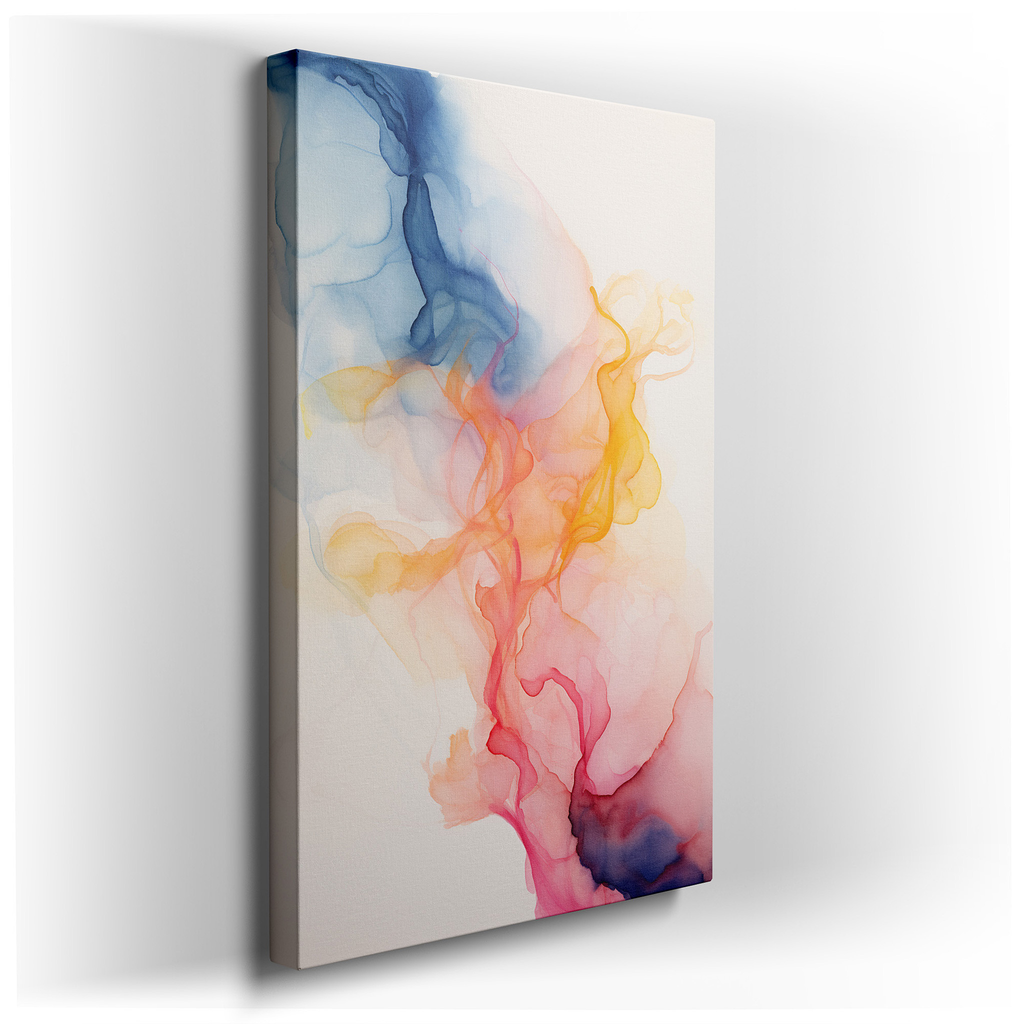 Pink and Blue Dance: Tranquil and Serene Fluid Art Large Wall Art, Canvas Wall Decor for Offices and Bedrooms wrapped