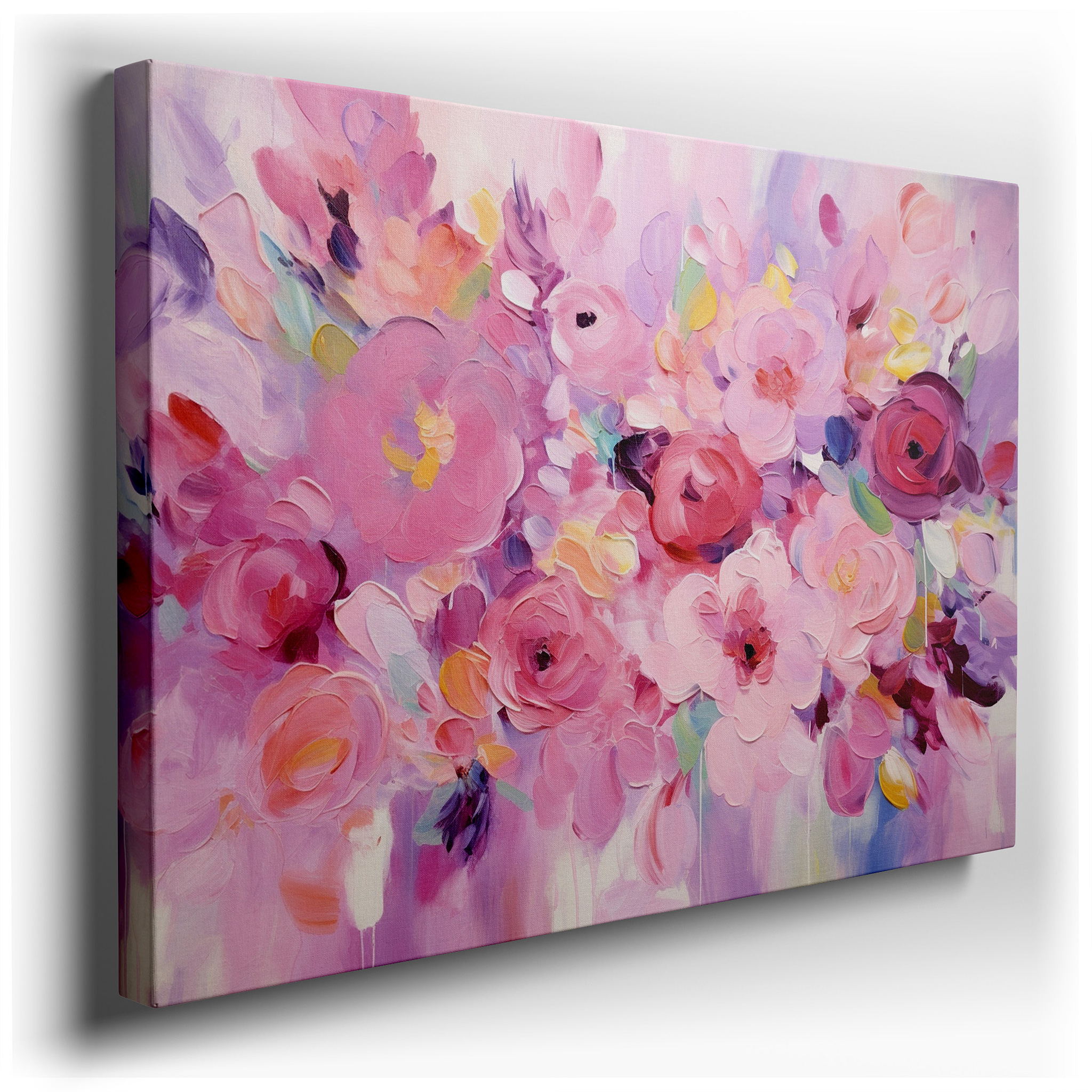 Pink and Red Flowers Wall Art: Celebrating Nature's Delicate Beauty - Large Canvas for Office and Bedroom Decor wrapped
