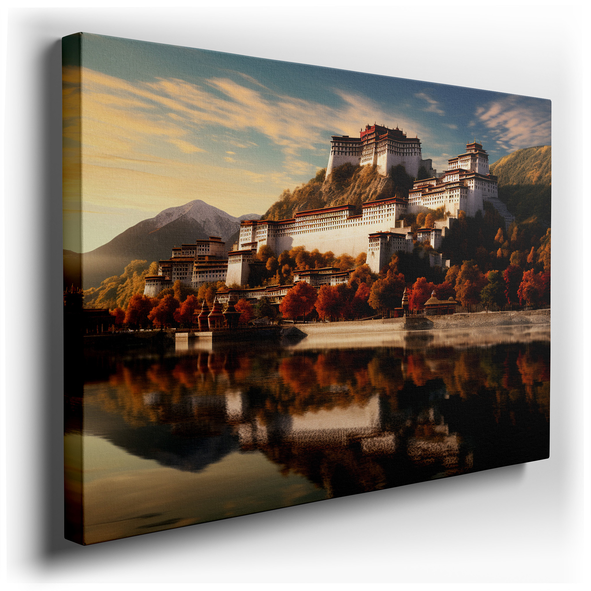 Potala Palace at Dawn's First Light: A Tribute to Tibet's Spiritual Essence - Large Wall Art, Canvas, Home and Office