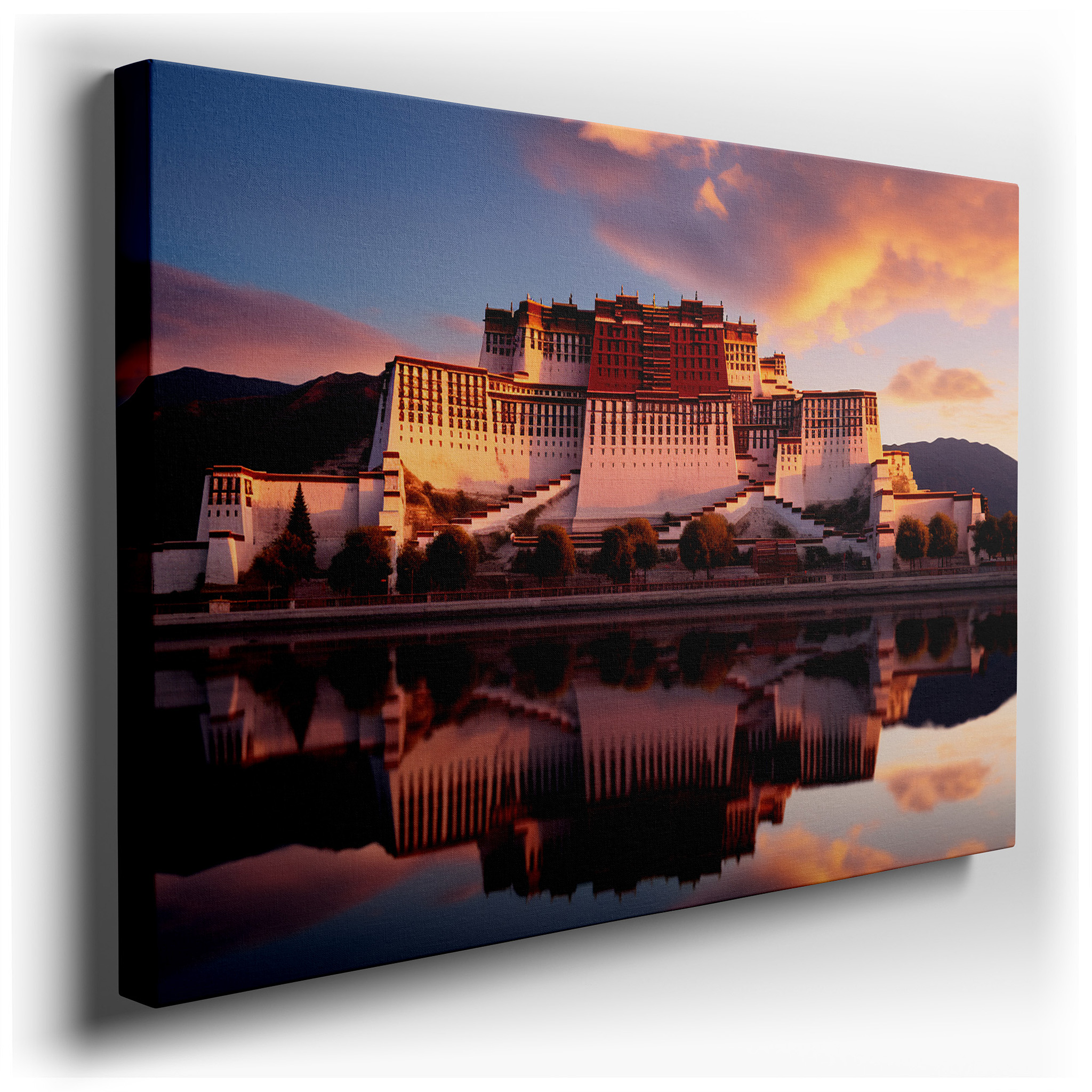 Potala Palace at Sunset: A Display of Grand Architectural Beauty and Spiritual Peace - Large Wall Art, Canvas Wall Art,