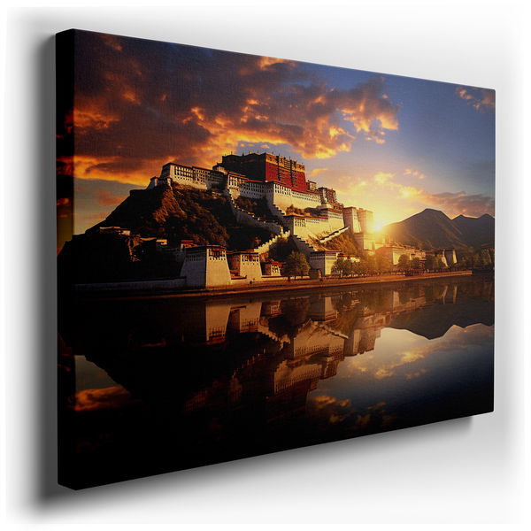 Potala Palace Golden Hour Glow - Serene Canvas Wall Art