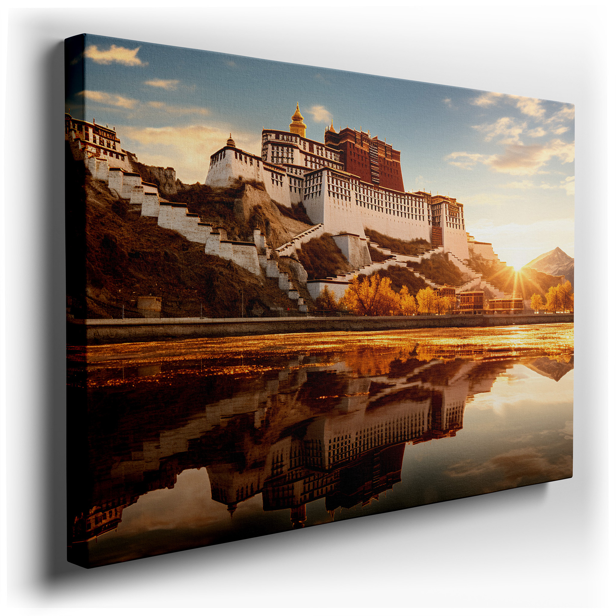 Potala Palace Sunrise - Spiritual Awakening in Tibet's Sacred Landscape: Large Wall Art, Canvas, Decor for Office and