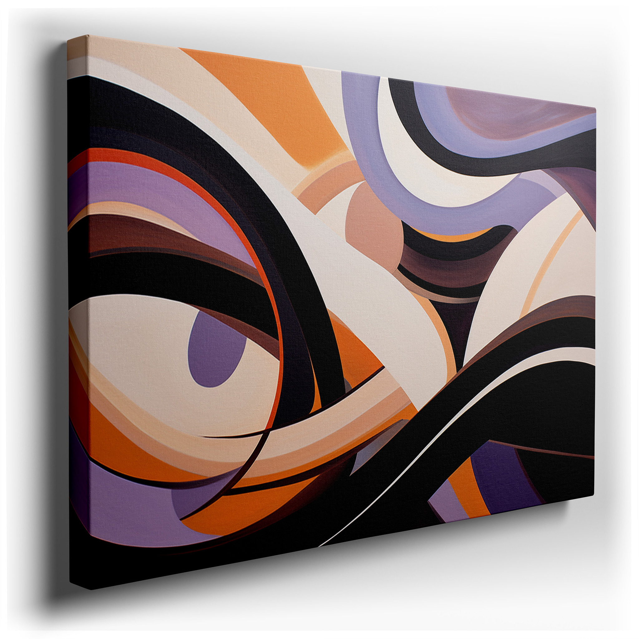 Purple and Orange Harmonious Waves, Tranquil and Vibrant Large Wall Art, Canvas Wall Decor for Office and Bedroom