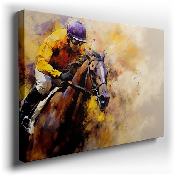 Racehorse in Action - Dynamic Colors Canvas Wall Art