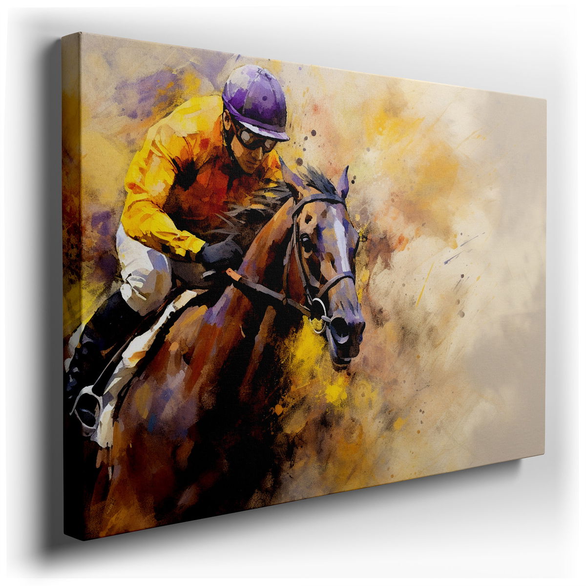 Racehorse in Action - Dynamic Colors Canvas Wall Art