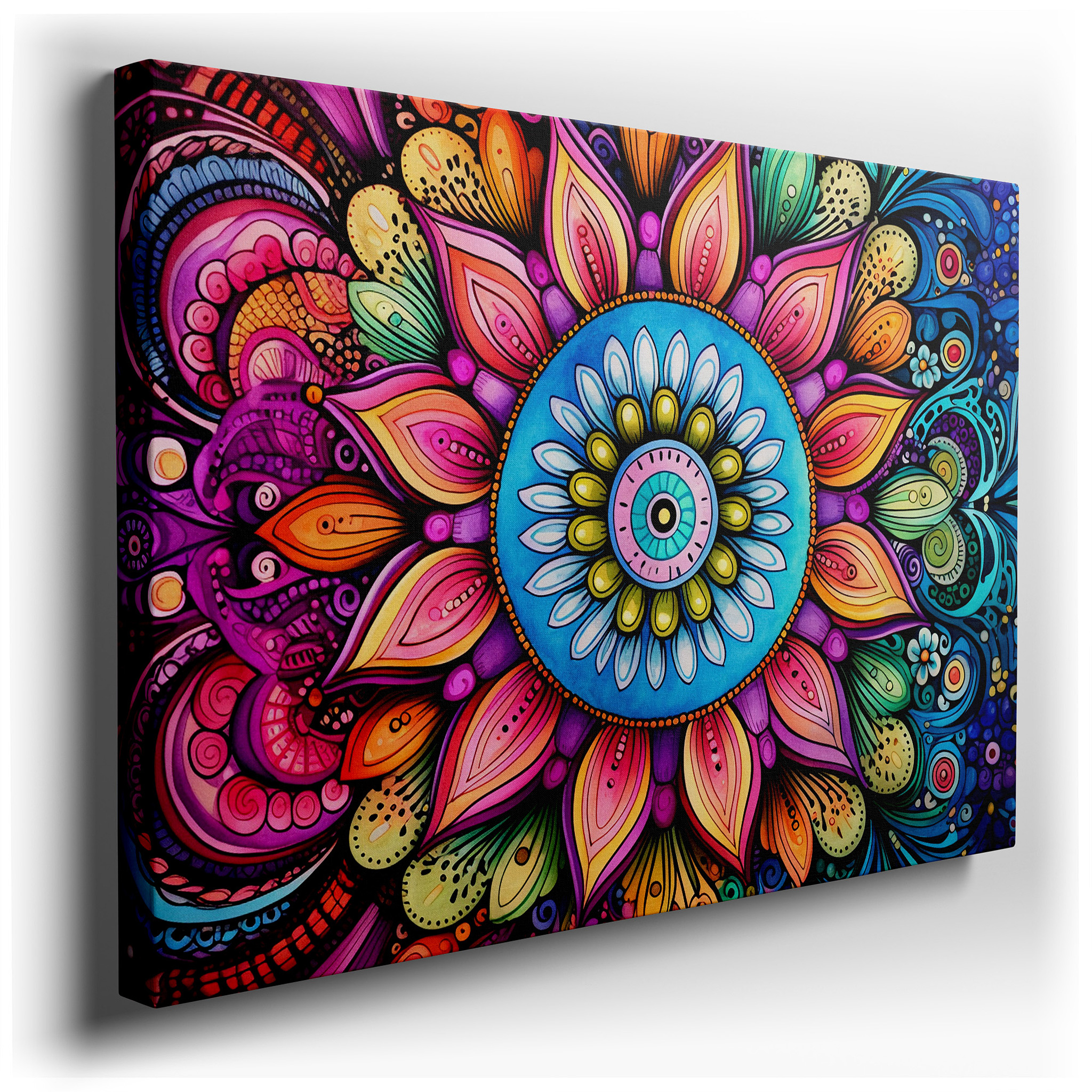 Radiant Mandala Wall Art Symbolizing Universal Peace and Serenity - Ideal for Office, Living Room, or Bedroom Decor