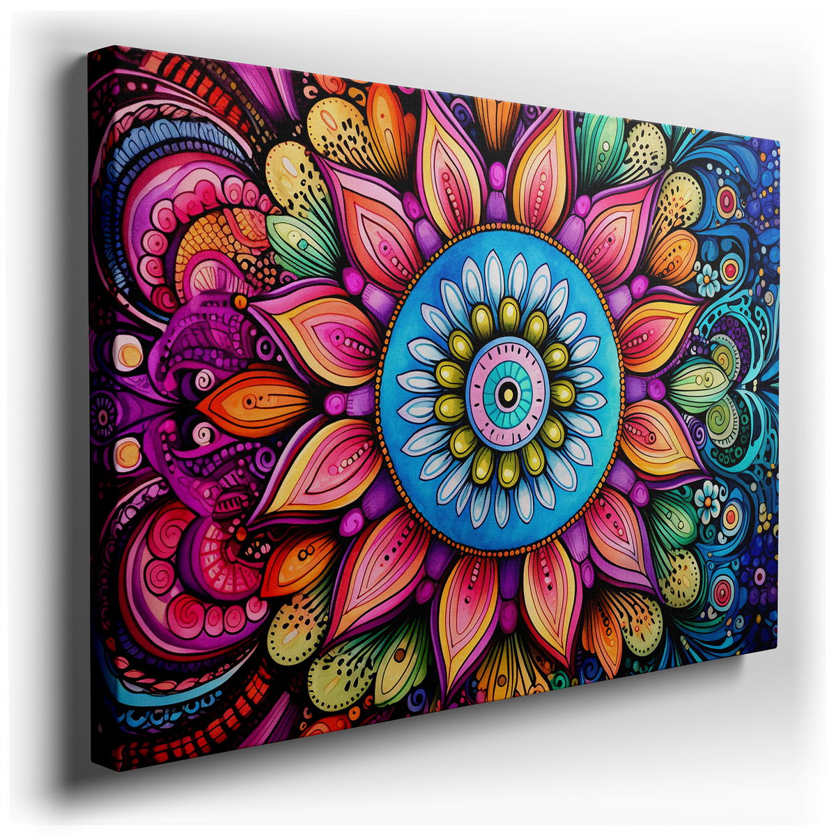 Radiant Mandala - Abstract Blue and Green Canvas Wall Art
