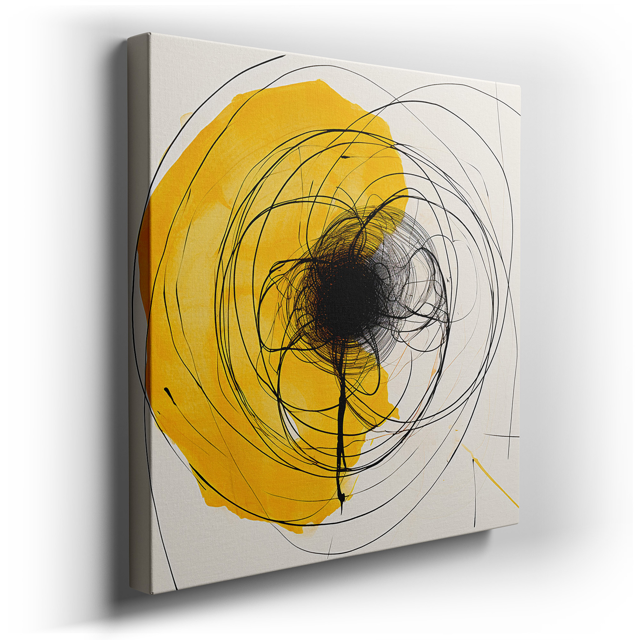 Radiant Yellow Spiral Chaos and Creativity Large Canvas Wall Art for Office and Bedroom Decor wrapped canvas - main