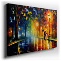 Rain-Swept Streets with Ethereal Lights - Serene Urban Canvas Wall Art