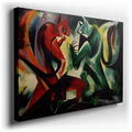 Feline Fury: Red and Green Abstract - Large Canvas Art