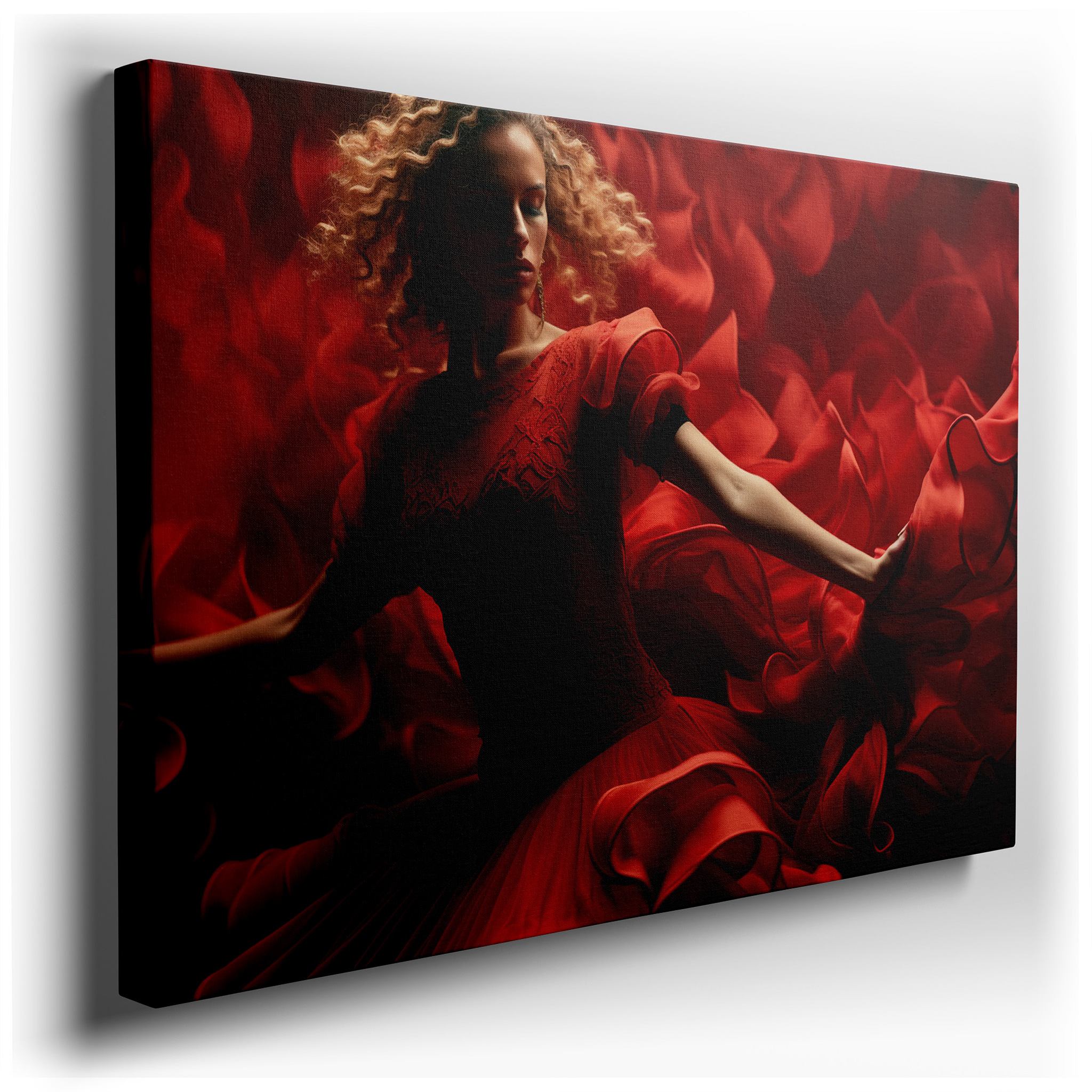 Red Passionate Dance - A Visual Symphony of Movement and Emotion: Large Wall Art, Canvas Wall Art, Wall Decor for