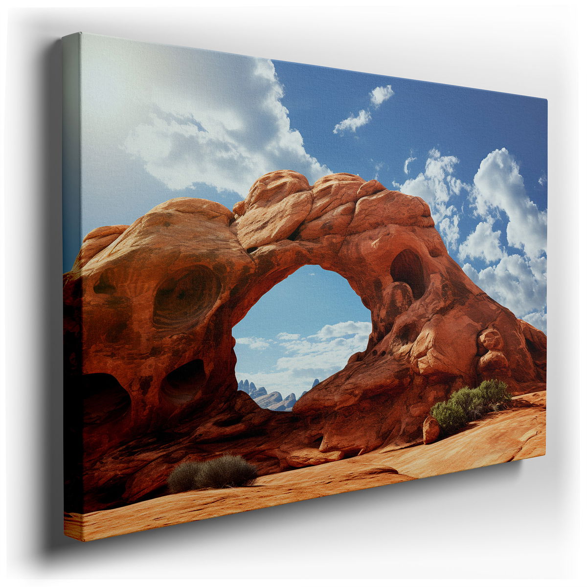 Red Rock Arch Framed by Bright Blue Sky - Nature Canvas Wall Art