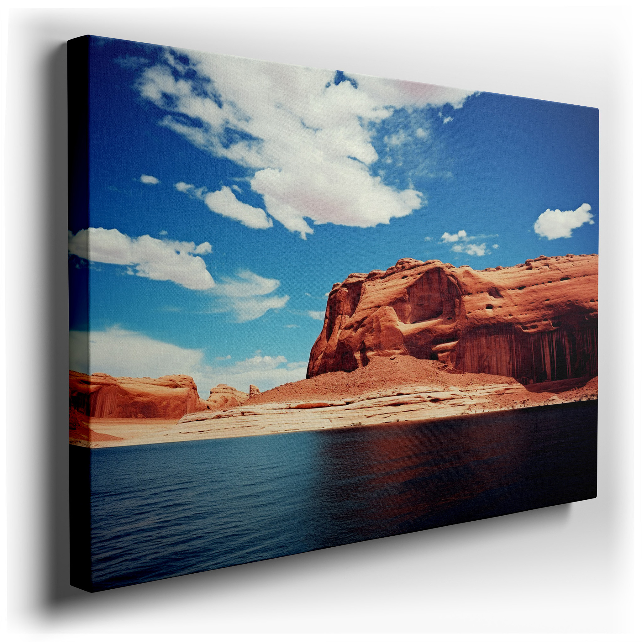 Red Rocks and Reflective Waters Under a Blue Sky Large Canvas Wall Art for Office and Bedroom Decor wrapped canvas -