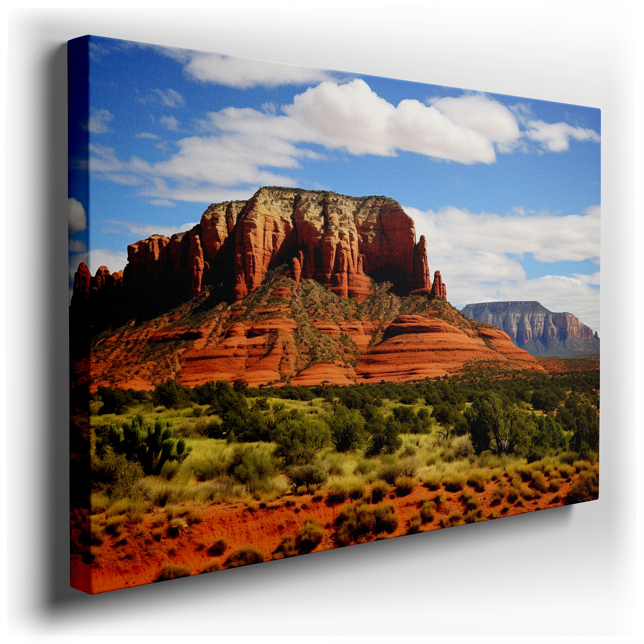 Red Rocks Rising Majestically Against a Bright Blue Sky: A Celebration of Nature's Beauty - Large Canvas Wall Art for