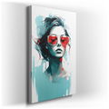 Red Sunglasses - Portrait of Modern Femininity - Canvas Wall Art