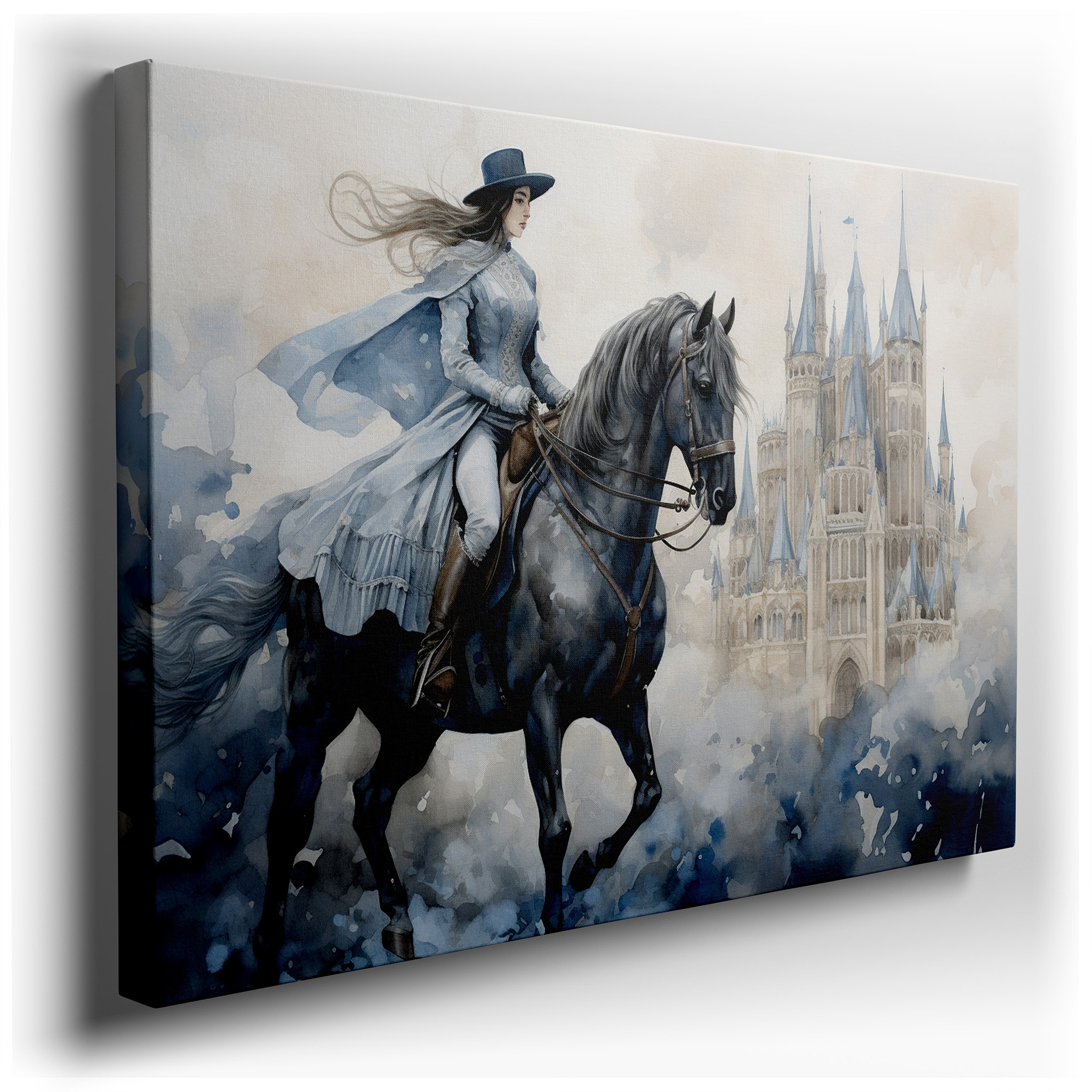 Regal Ride and Misty Castle Large Wall Art, Canvas Decor for Office and Bedroom wrapped canvas - main product photo