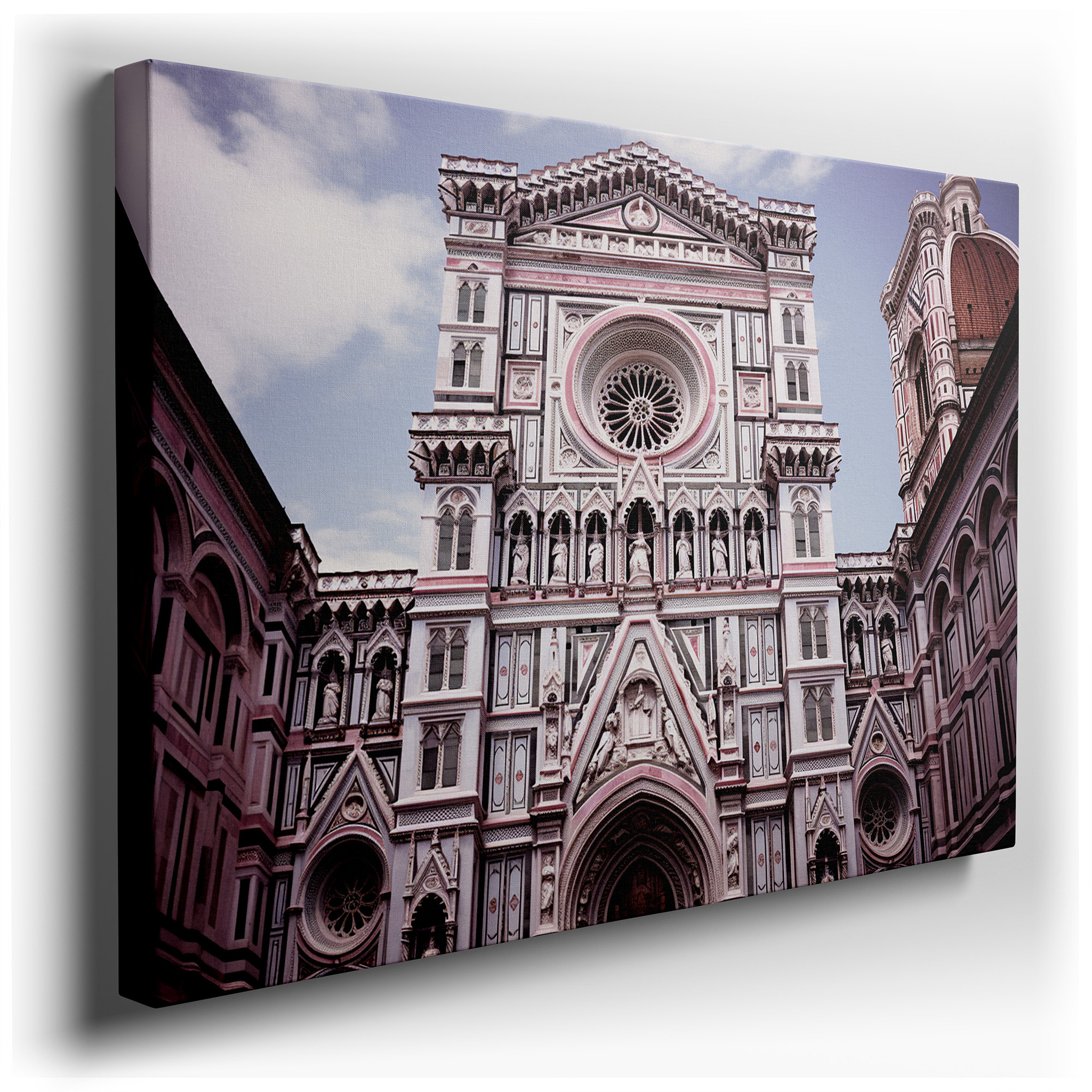 Renaissance - Inspired Wall Art: Florence Cathedral Facade Large Canvas, Ideal for Office and Bedroom Decor wrapped