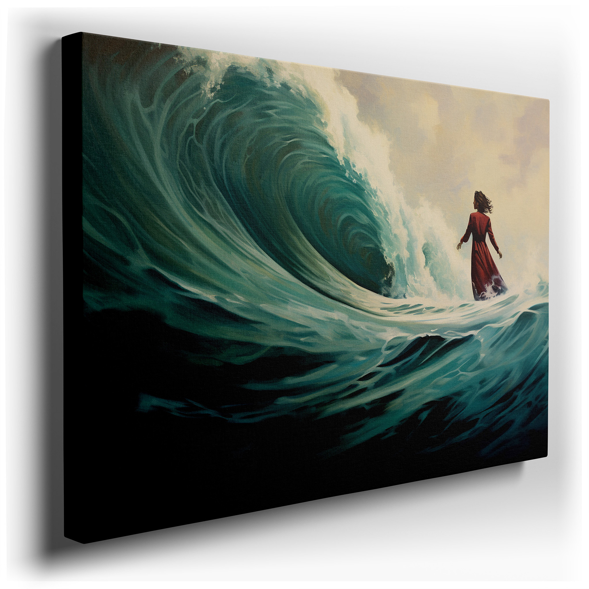 Resilient Humanity: Majestic Nature Waves Large Wall Art, Canvas Decor for Office, Bedroom, and Living Room wrapped