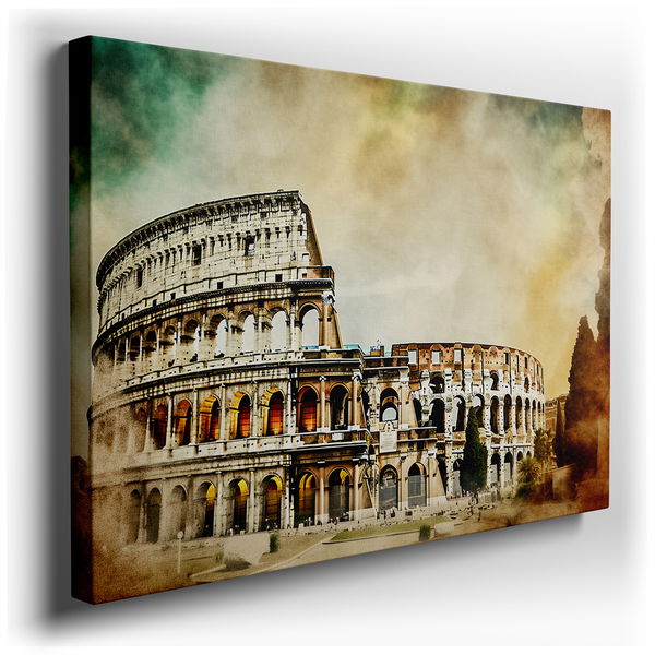 Roman Colosseum - Golden Light Canvas Wall Art