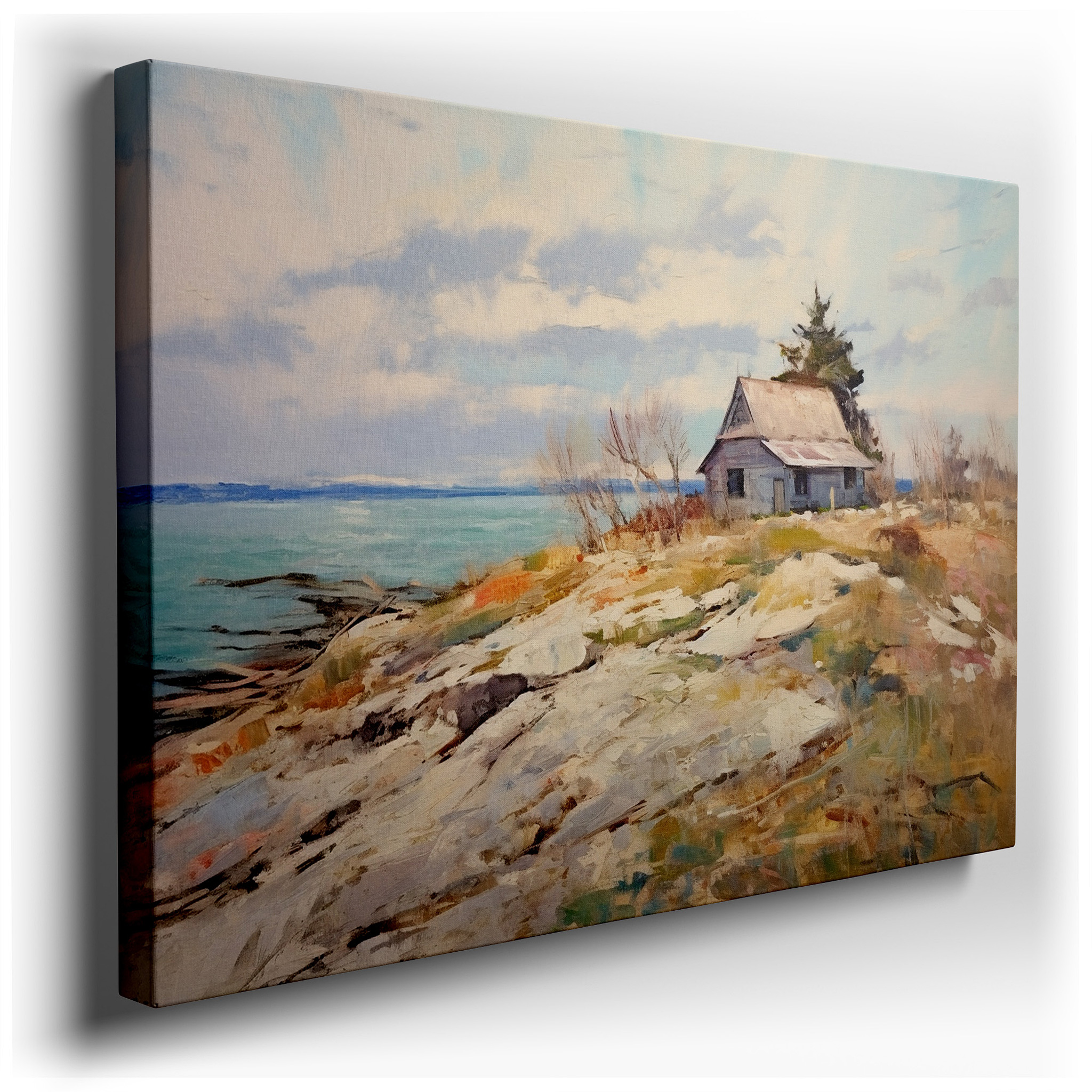 Rustic Coastal Cabin Retreat Large Wall Art - Tranquil Waters Canvas, Home and Office Decor wrapped canvas - main