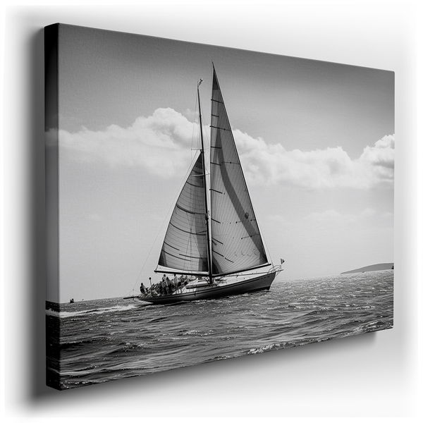 Sailing Into Solitude - Monochrome Canvas Wall Art