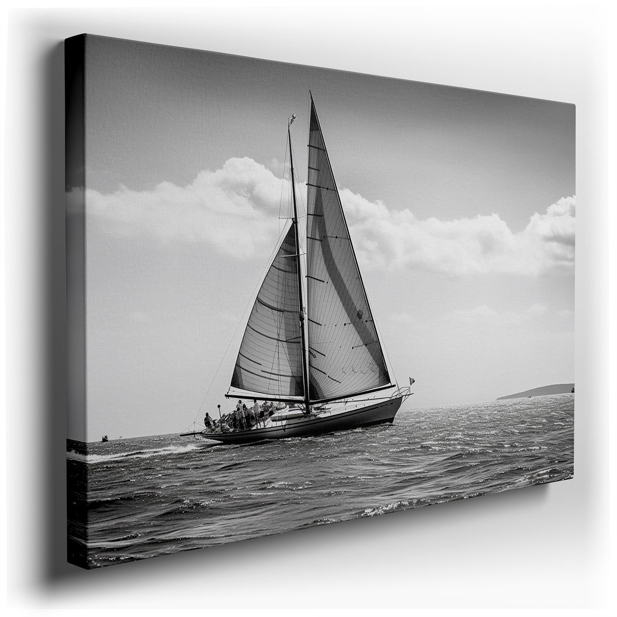 Sailing Into Solitude - Monochrome Canvas Wall Art