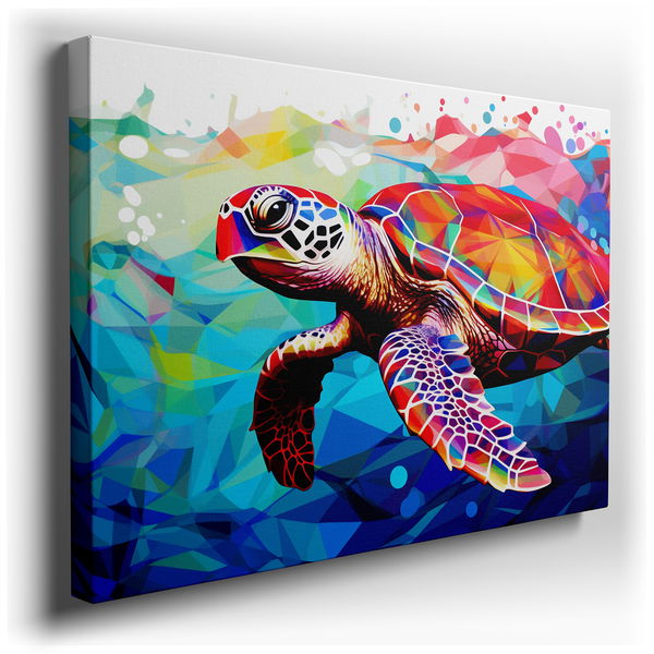 Sea Turtle Journey - Colorful Abstract Canvas Wall Art