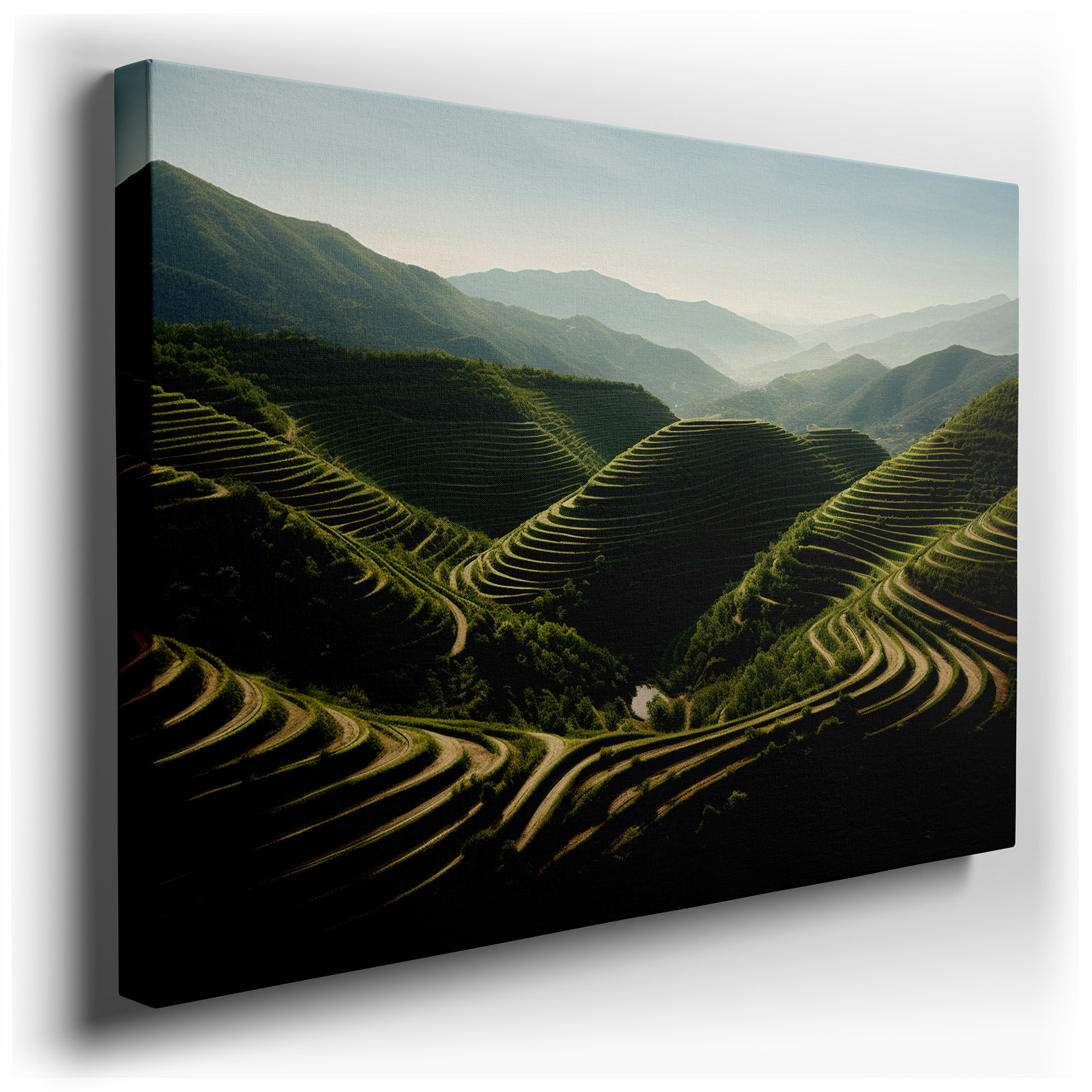 Seamless Fusion of Human Creativity and Nature's Beauty in Rice Terrace Mastery: Large Wall Art, Canvas Wall Art, Wall