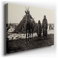 Sepia-Toned Horses and Wigwams - Captivating Canvas Wall Art