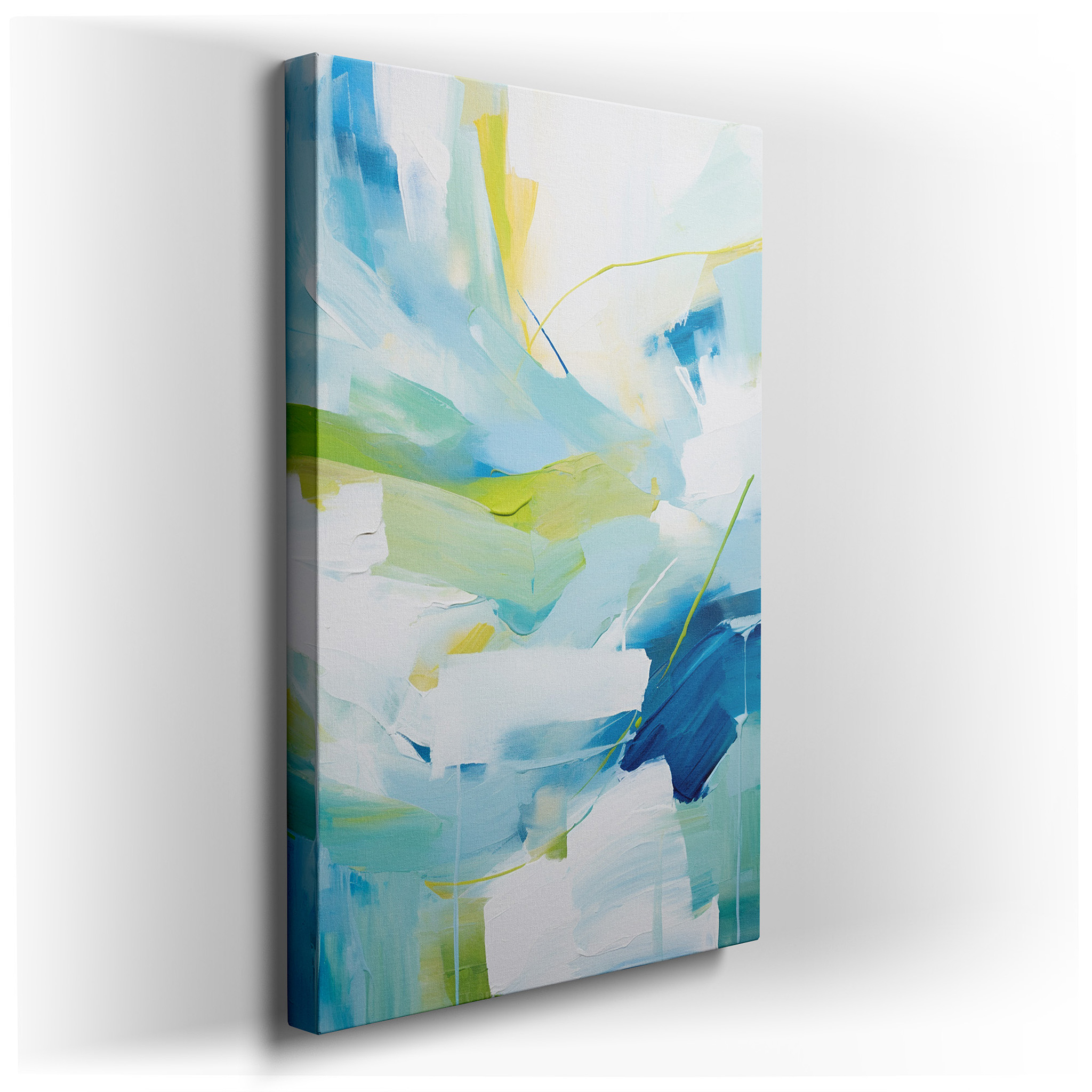 Serene Abstract Art in Soft Blues and Greens for Peaceful Spaces, Large Canvas Wall Art for Office, Bedroom, and Living